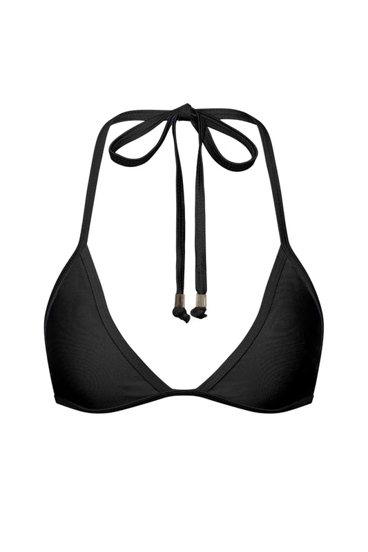 Pearl Triangle Bikini Top - Black