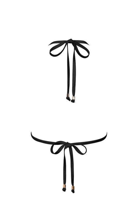 Pearl Triangle Bikini Top - Black
